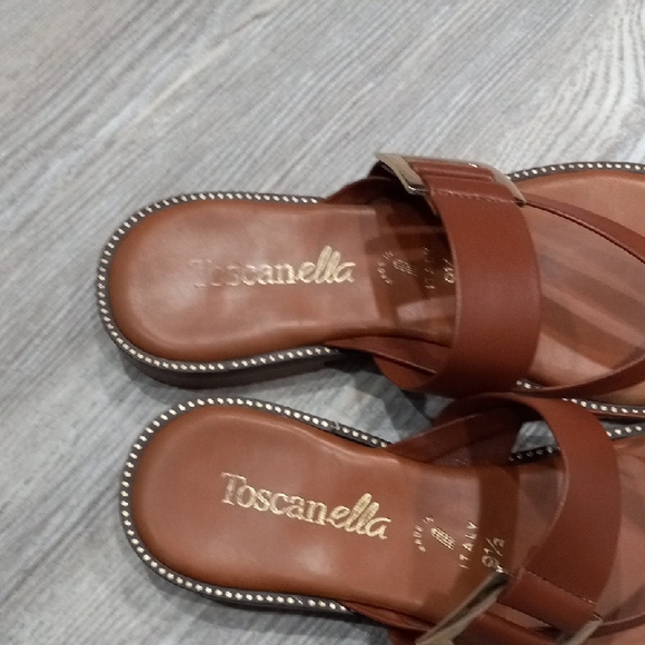 Toscanella Corinne Flat Sandal Women's Brown Sandals Size 9.5 - Picture 4 of 14
